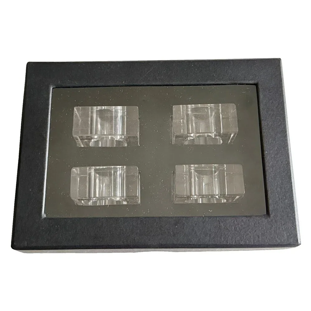 Tahari Home Napkin Rings Set of 4 Clear Acrylic Round Napkin Holders Dining